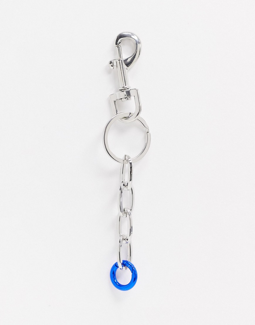 DesignB key chain in silver with blue hoop charm