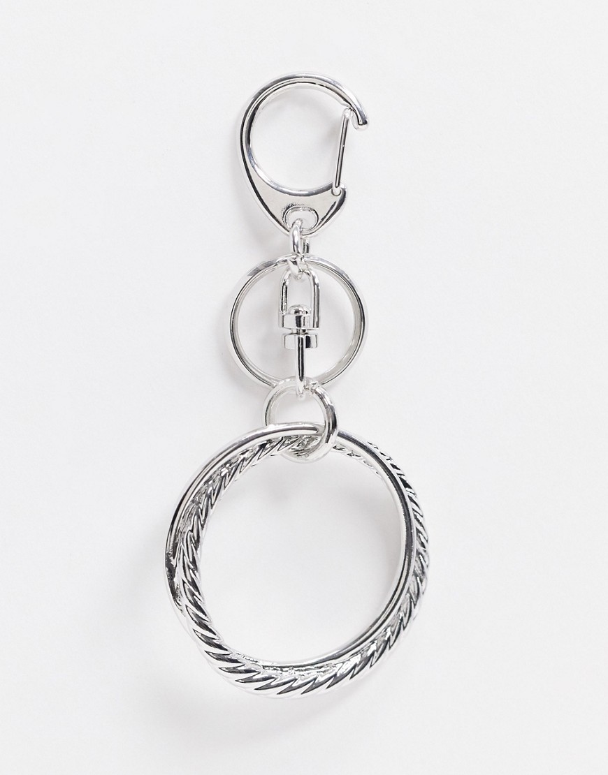 DesignB key chain with hoop charms in silver