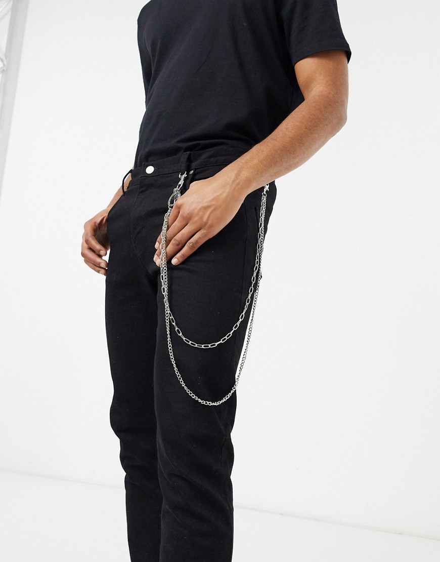 DesignB layered jean chain in silver with key charm