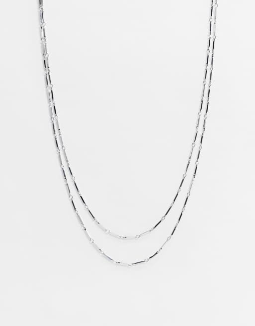 DesignB layered neck chains in silver