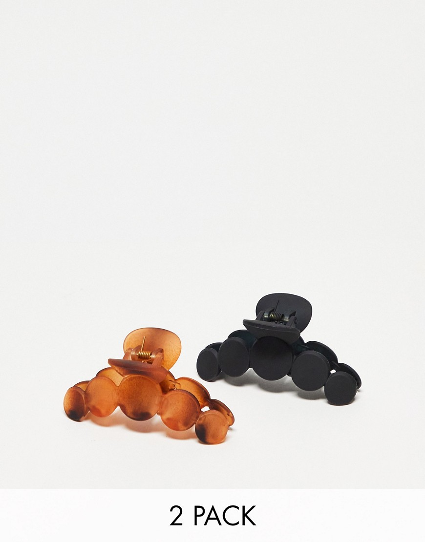 Designb London 2-pack Hair Claws In Black And Tortoiseshell-multi