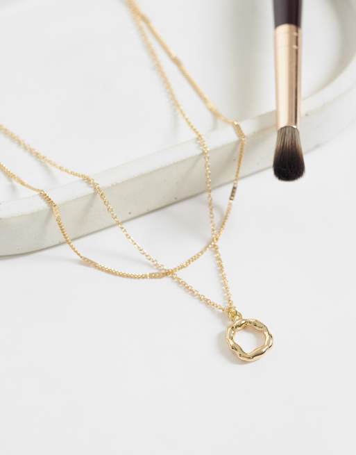 DesignB London 2-pack halsband med smält ringhänge i guld, 5 av 5