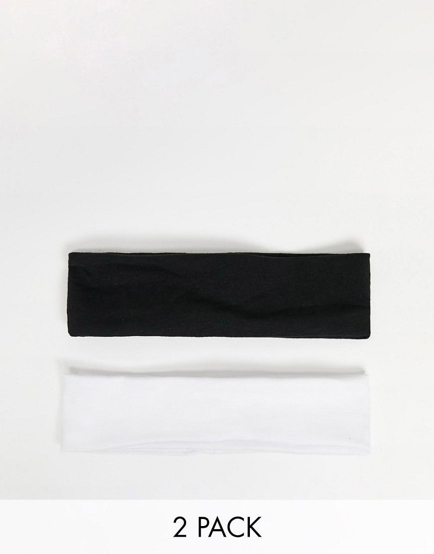 DesignB London 2-pack jersey headband in black and white-Multi