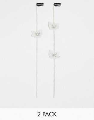 DesignB London 2 pack pearl strand hair clips with 3 butterflies
