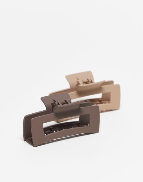 DesignB London – 2er-Pack Haarklammern in braunen Neutral-Tönen, reguläre Größe - view 1