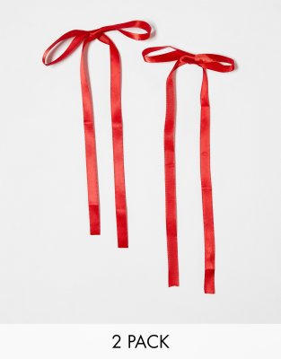 DesignB London – 2er-Pack Haarschleifen in Rot 