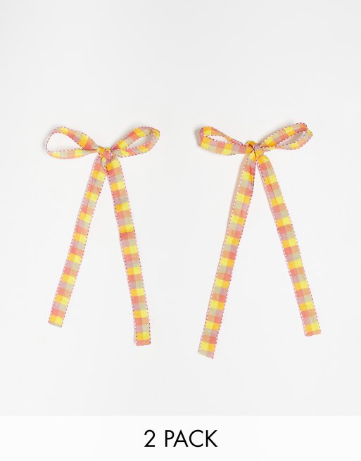 DesignB London – 2er-Pack Haarschleifen mit sommerlichem Schottenkaro