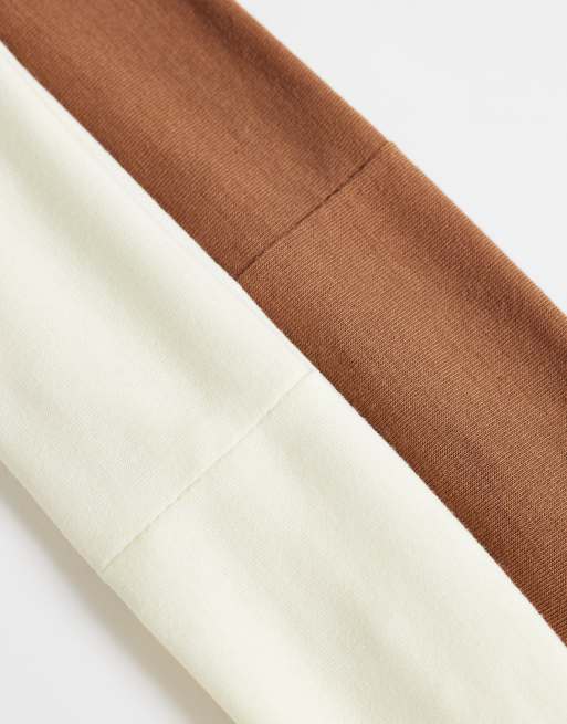 DesignB London – 2er-Pack Jersey-Stirnbänder in Braun und Cremeweiß, 3 von 3