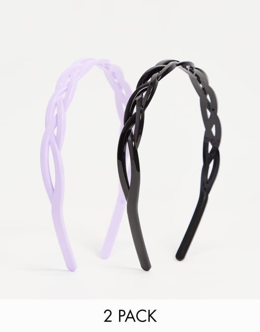 DesignB London – 2er-Pack verdrehte Haarreife aus Acryl