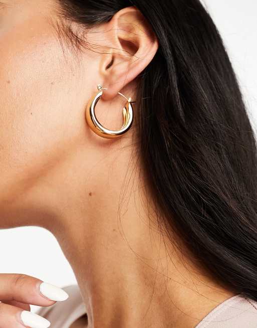 Medium Gold Chunky Hinged Hoop Earrings