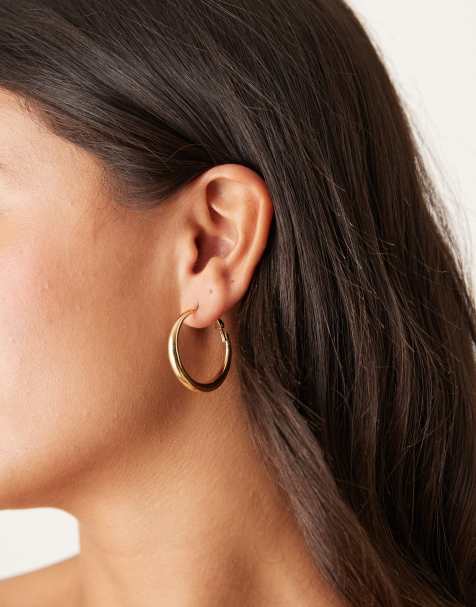 DesignB London 30mm hoop earrings in gold - view 1