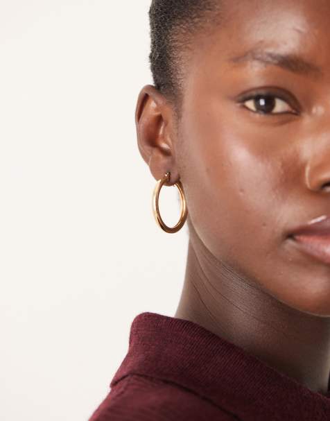 DesignB London 33mm hoop earrings in gold - view 1