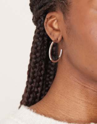 DesignB London DesignB London 35mm tube hoop earrings in silver