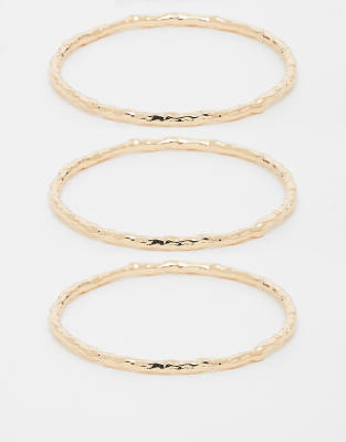 DesignB London - 3er-Pack Armreife in geschmolzener Goldoptik-Goldfarben