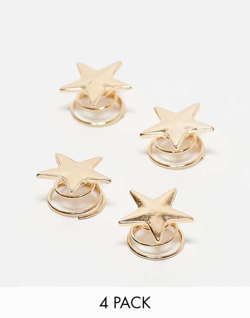 DesignB London – 4er-Pack Haarspangen mit Stern-Design in Goldoptik 