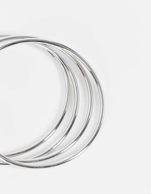 DesignB London – 4er-Set silberfarbene Armreifen, 2 von 4
