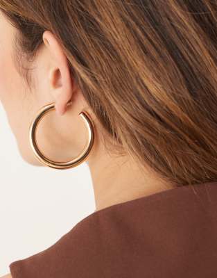 50mm chunky tube hoop earrings in gold