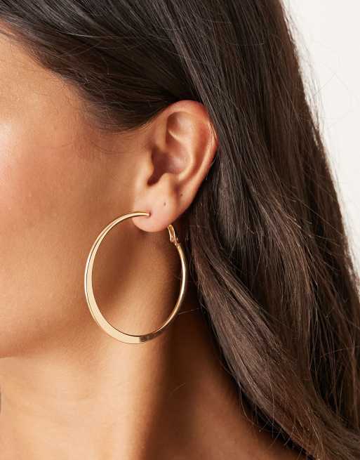 DesignB London 55mm flat hoop earrings in gold