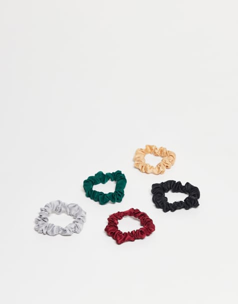 DesignB London – 5er-Pack geraffte Mini-Haar-Scrunchies - view 1