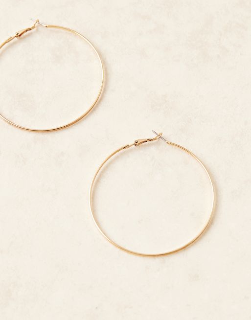 DesignB London 60mm flat hoop earrings in gold