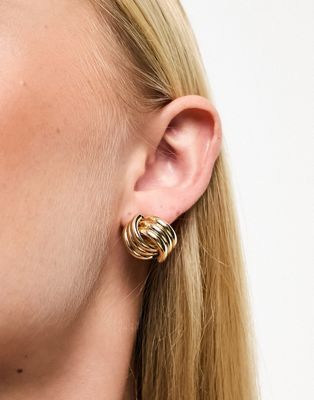 DesignB London 80s inspired stud earrings in gold | ASOS