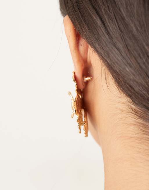 DesignB London abstract flower petal earrings in gold, 3 of 3