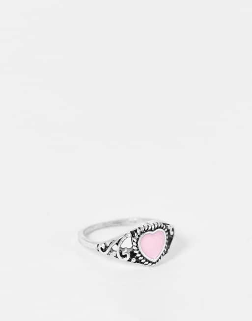DesignB London - Anello bohémien color argento con cuore