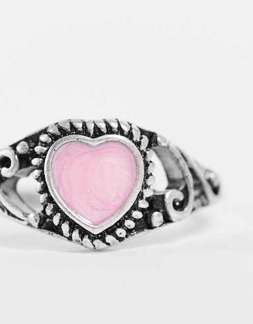 DesignB London - Anello bohémien color argento con cuore, 4 di 4