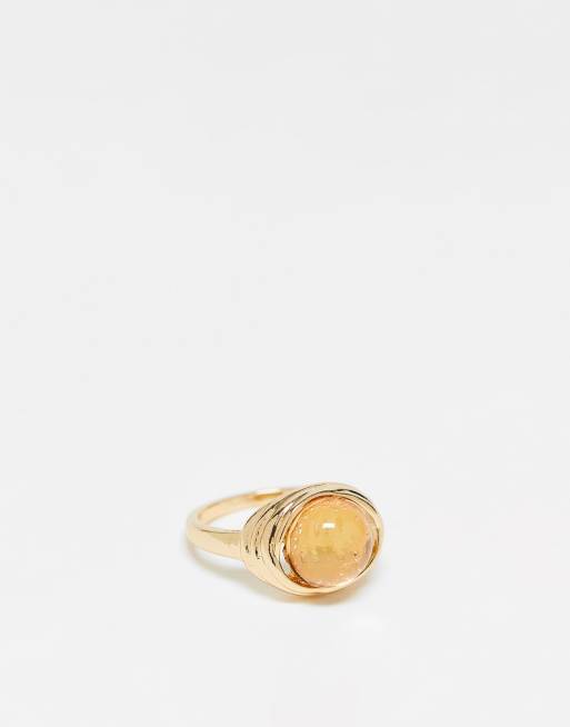 DesignB London - Anello color oro con pietra