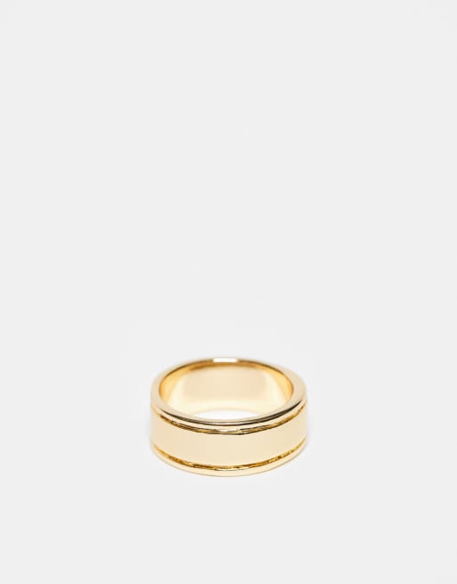 DesignB London - Anello semplice con incisioni color oro
