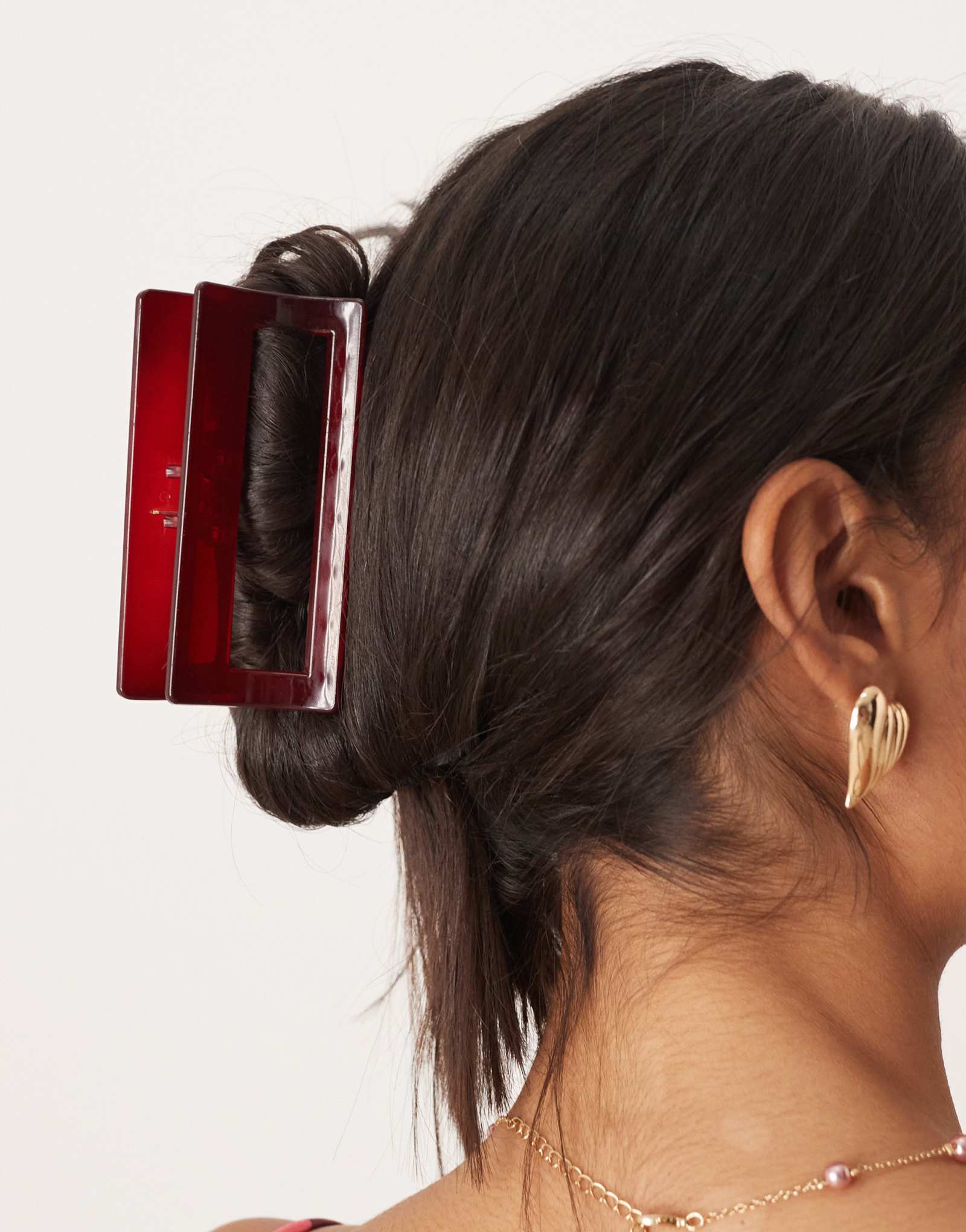 Дизайнерская лондонская угловая заколка для волос бордового цвета