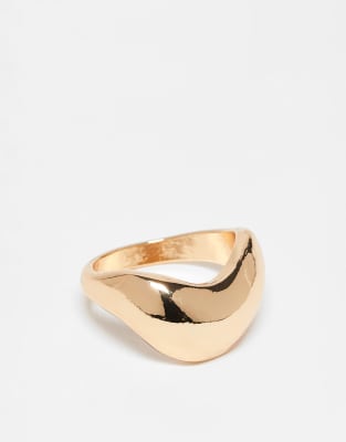 DesignB London - Bague épaisse effet fondu - Doré