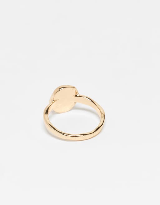 DesignB London - Bague ornée d'une pierre œil de tigre - Doré, 3 de 3