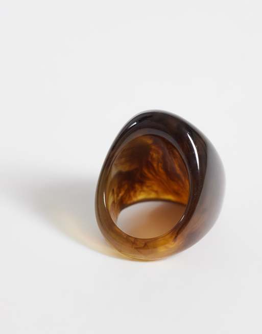 DesignB London - Bague tendance en résine - Marron, 2 de 3