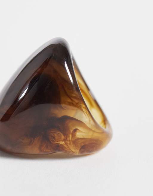 DesignB London - Bague tendance en résine - Marron, 3 de 3