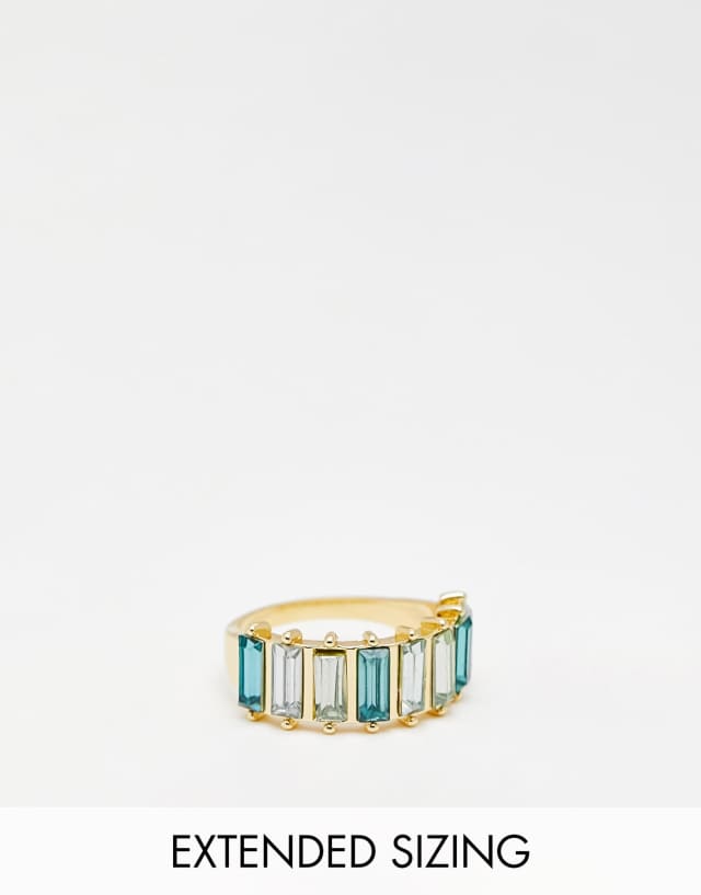 DesignB London baguette crystal ring in green