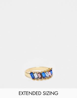 DesignB London baguette crystal ring in pink and blue  - ASOS Price Checker