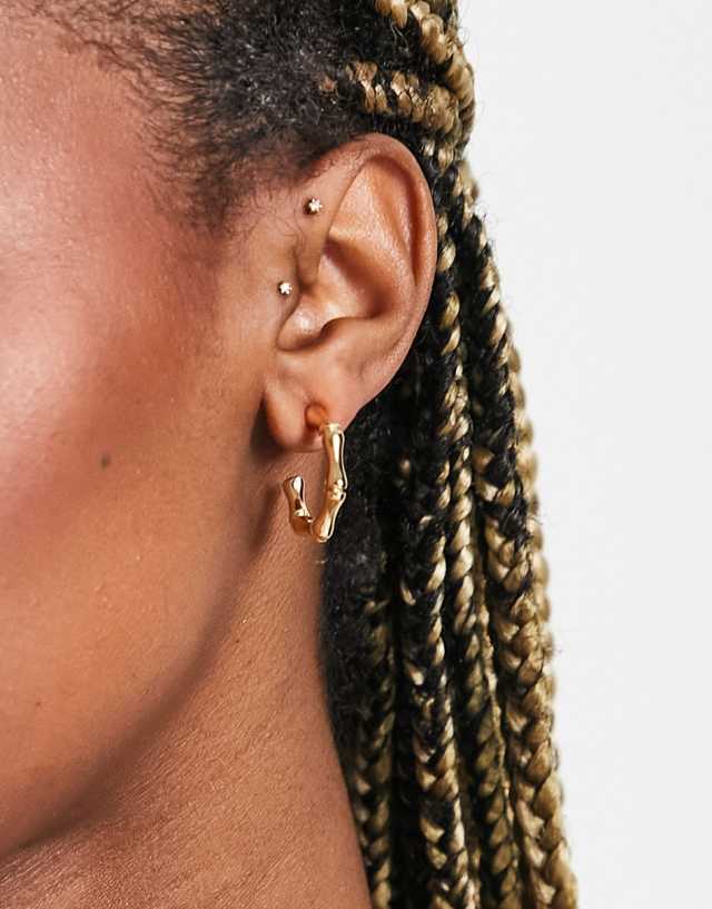 DesignB London - bamboo hoop earrings in gold