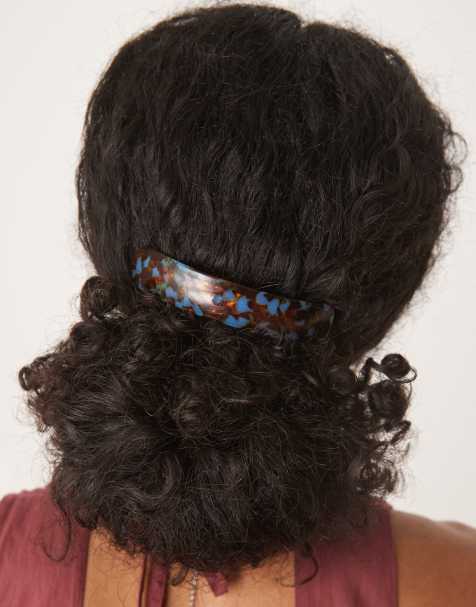 DesignB London - Baret haarspeld in blauwe tortoise - view 1