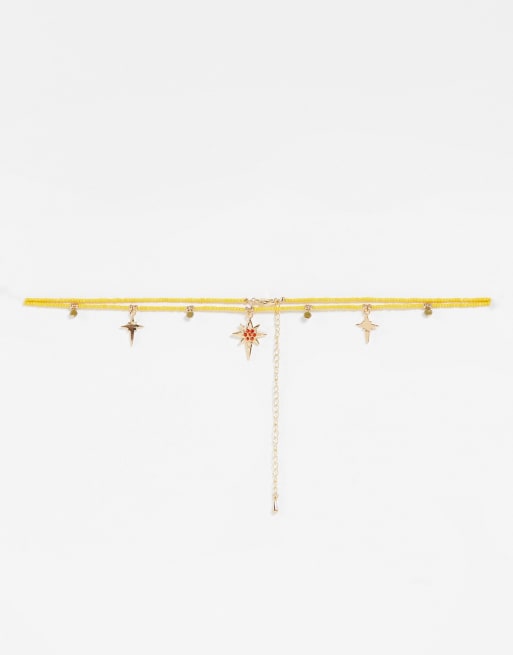 DesignB London beaded celestial choker in yellow