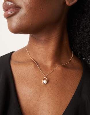 DesignB London DesignB London beaded chain necklace with pearl pendant in gold