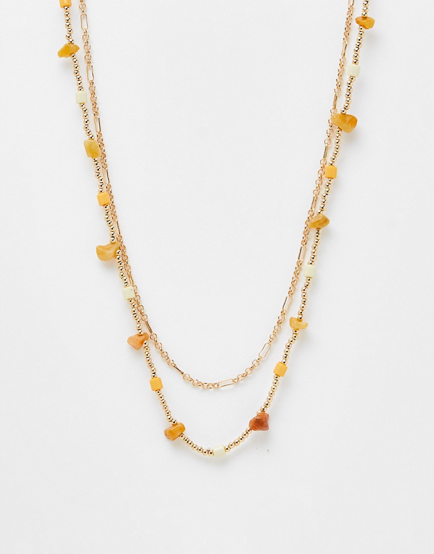 DesignB London beaded double row necklace in gold