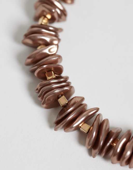 DesignB London beaded faux shell bracelet in brown, 3 of 3