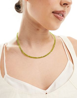 DesignB London beaded necklace in green | ASOS