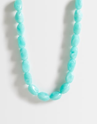 Designb London Beaded Necklace In Blue