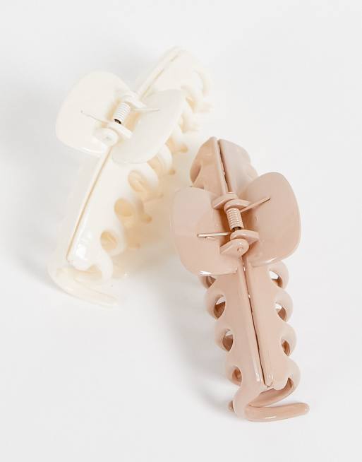 DesignB London – Beige och vit hårklämma, 2-pack , 3 av 4