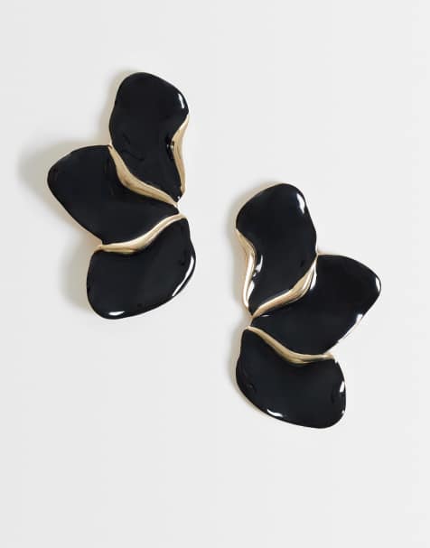 DesignB London black flower earrings - view 1