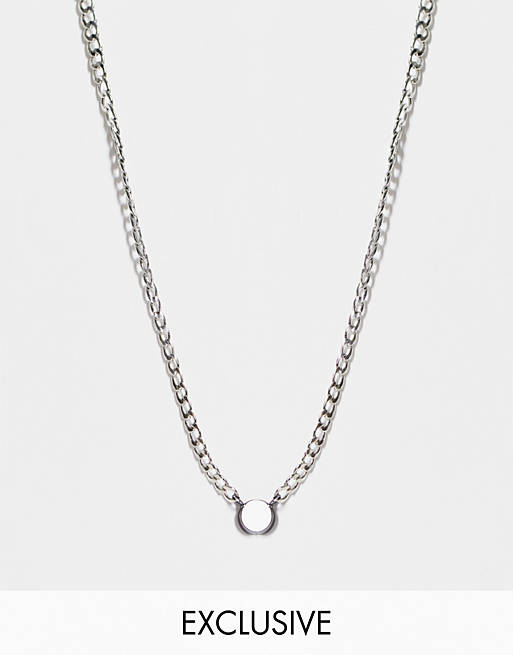 Designb London black pendant in silver exclusive to ASOS
