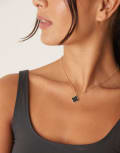 [DesignB London] DesignB London black stone clover pendant necklace in gold No Size GOLD