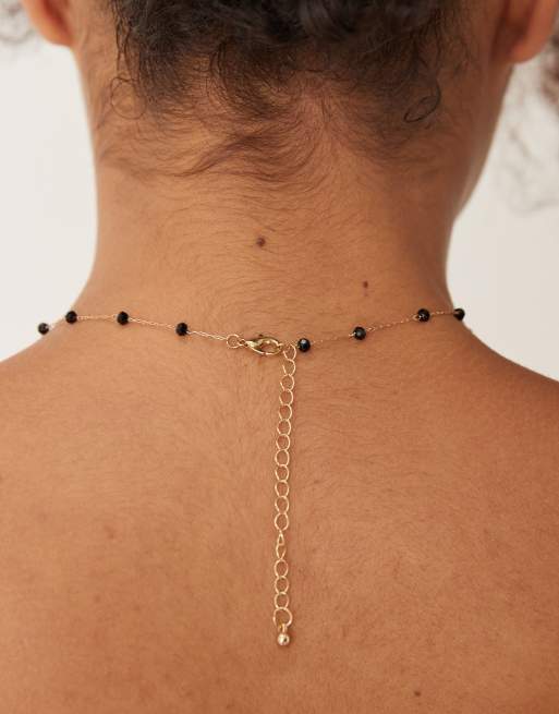 DesignB London black stone necklace in gold, 3 of 3